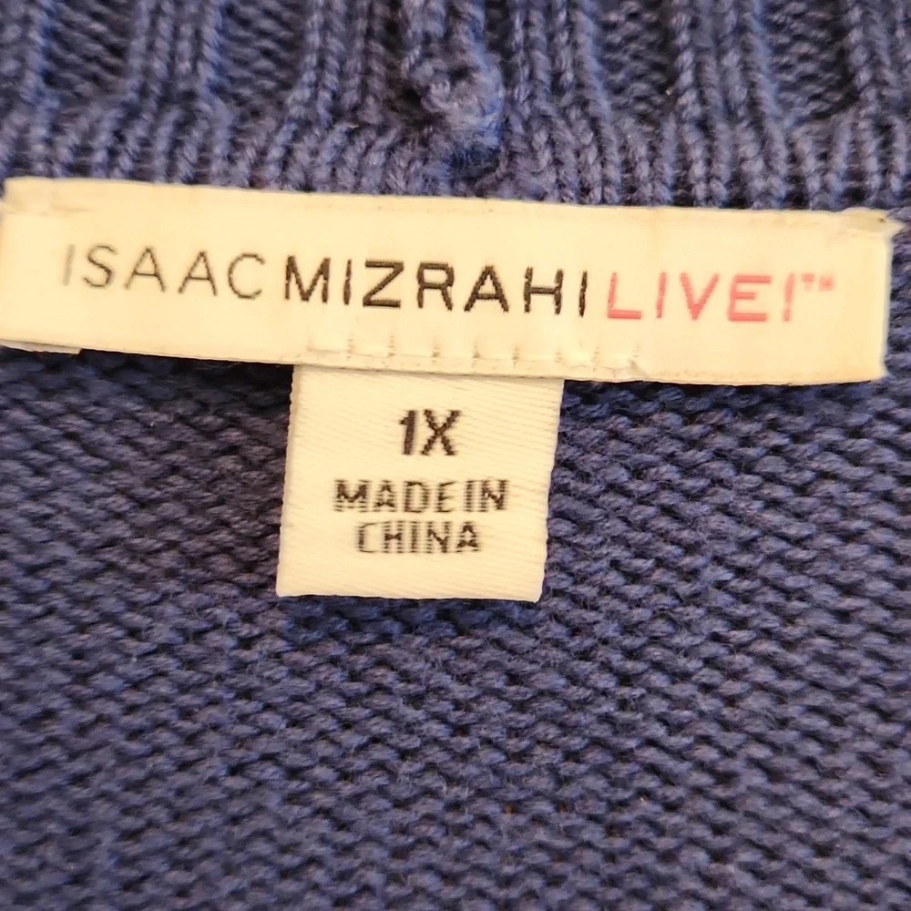 Isaac Mizzrah LiVE Blue V-Neck Women's Sweater Size 1x - Picture 3 of 7